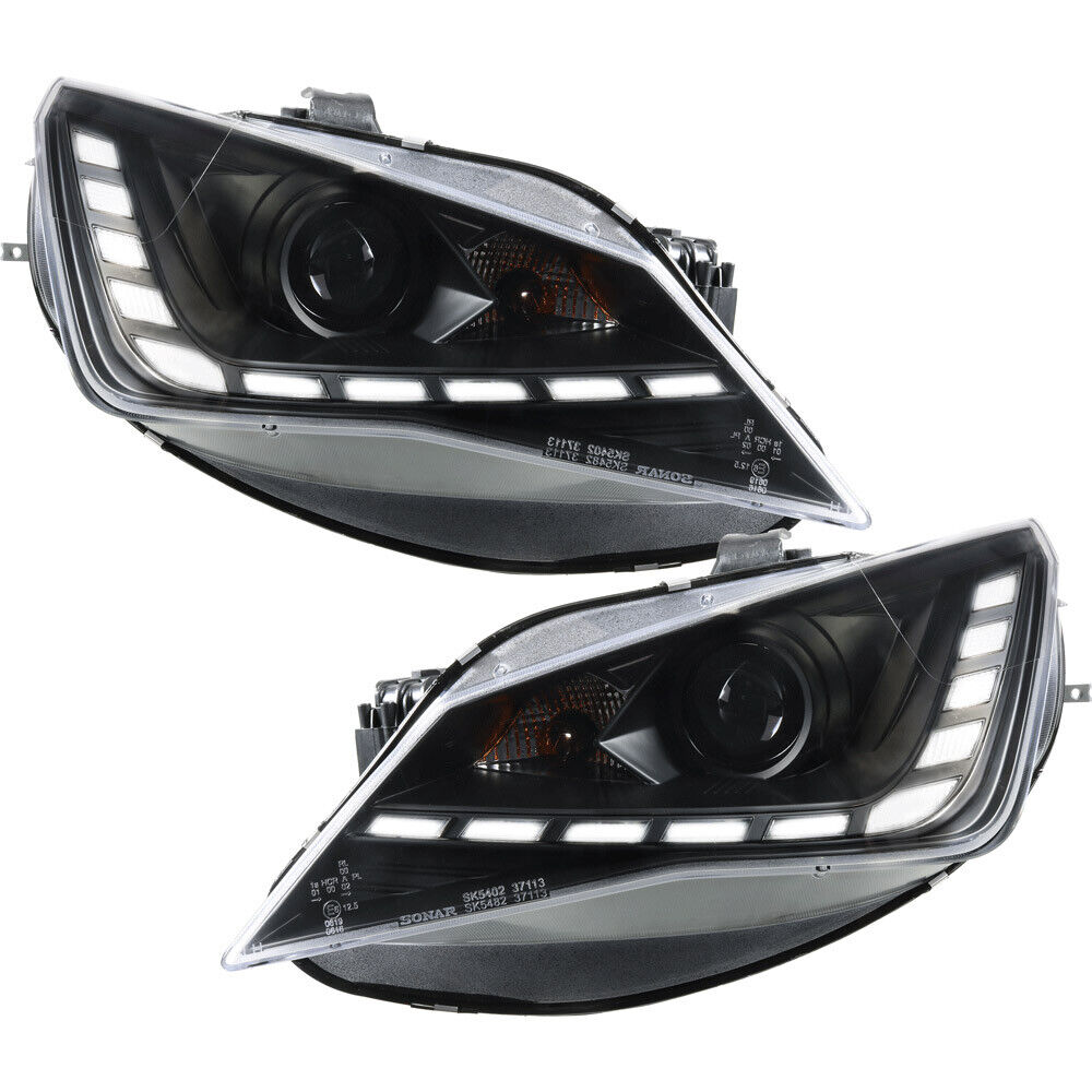 Faro delantero con luz diurna LED DRL look Seat Ibiza 6J de 2012 negro