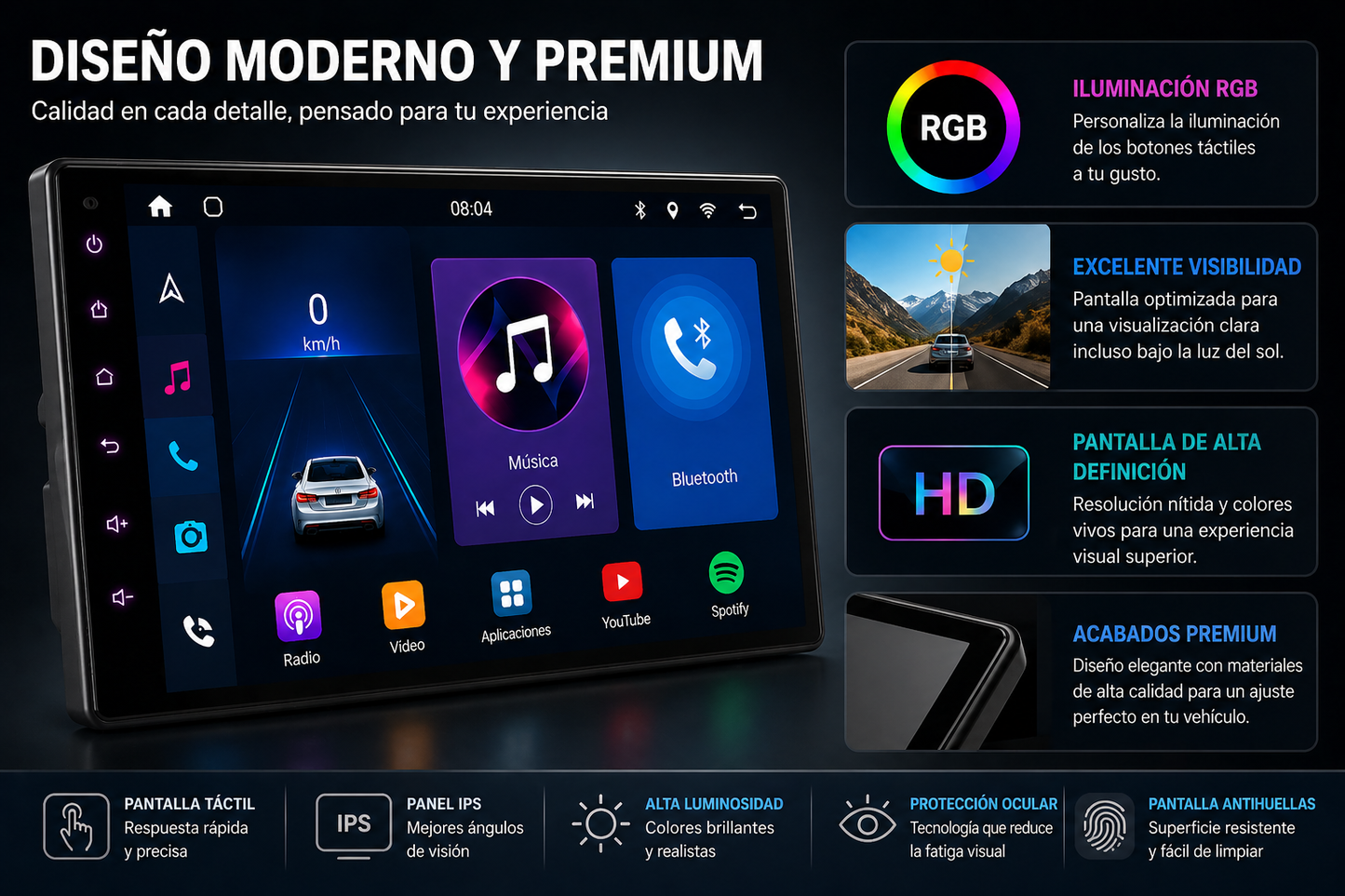 Radio Android 2Din universal (Ibiza 6L,Leon mk1, Nissan, Renault...)