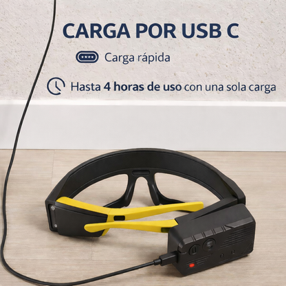 Gafas de seguridad con luz LED manos libres recargables
